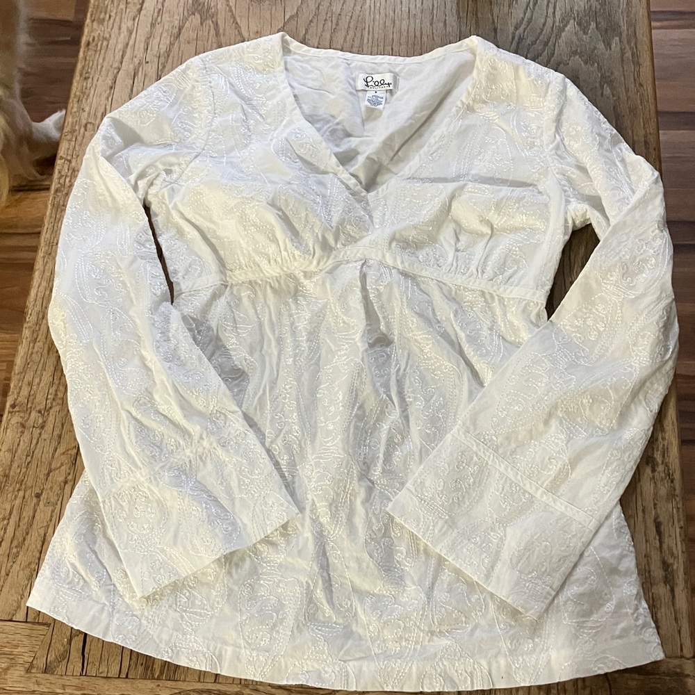 Lilly Pulitzer White Embroidered V-Neck Tunic